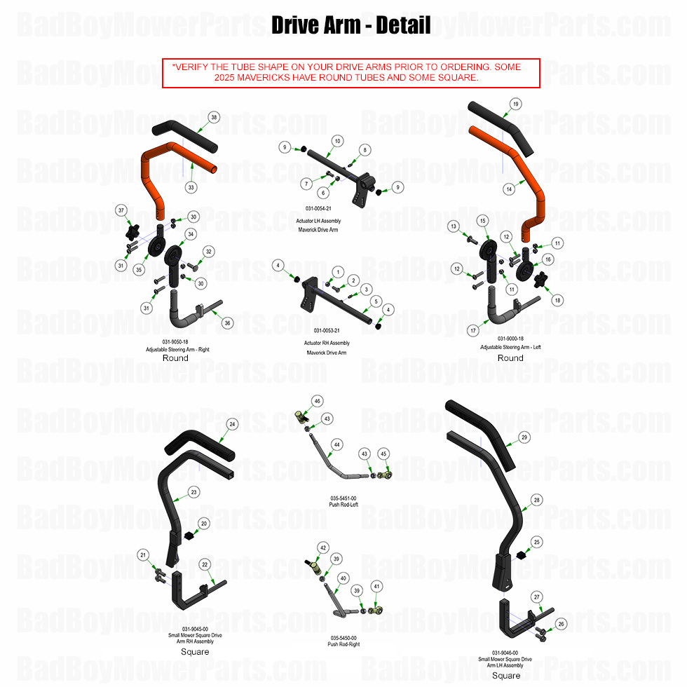 3727 - Bad Boy Mower Parts Lookup > 2025 > Maverick > Drive Arm - Detail